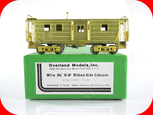 N Scale BRASS Milwaukee Road Bay Window Ribbed-Side Caboose -- Overland OMI-2828