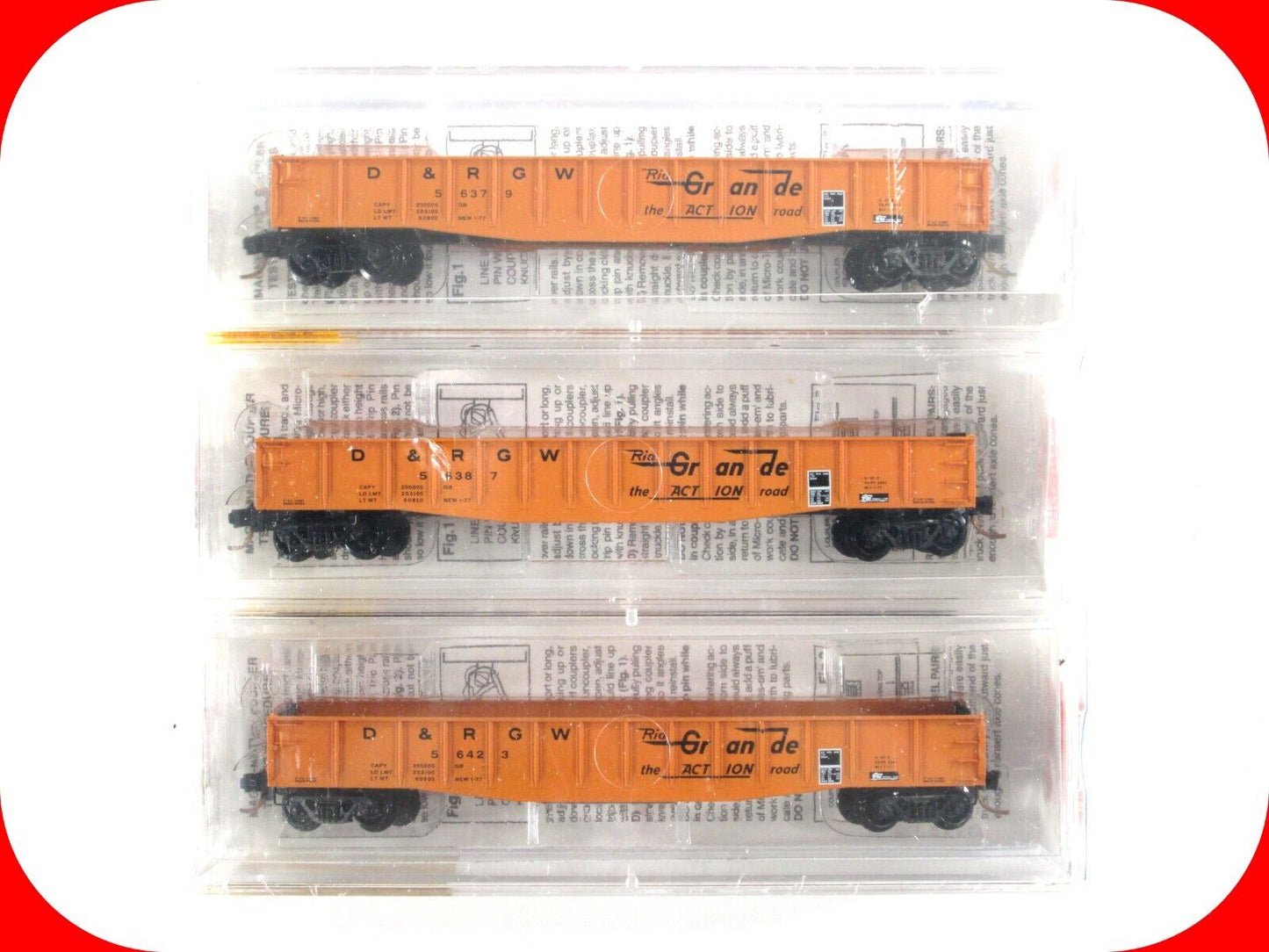 N Scale **DENVER RIO GRANDE & WESTERN** Gondola 3-Pack Set -- Micro Trains 46042