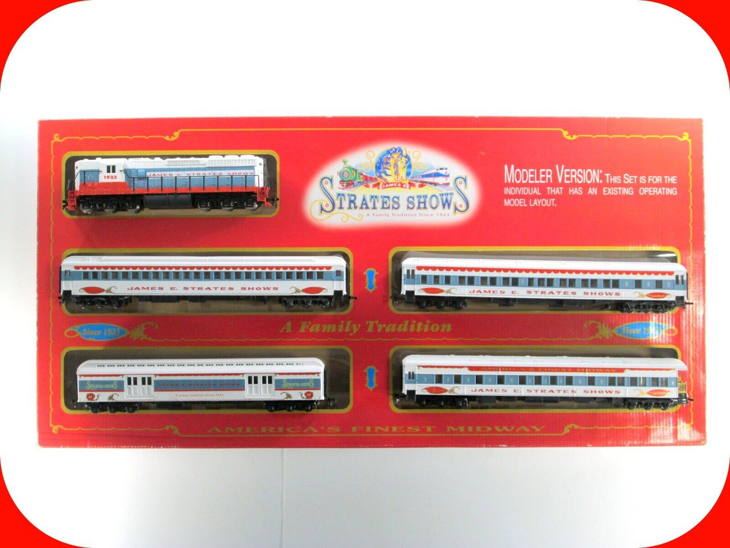 HO Scale ***JAMES E. STRATES*** Carnival Shows, Locomotive & Passenger Set - IHC