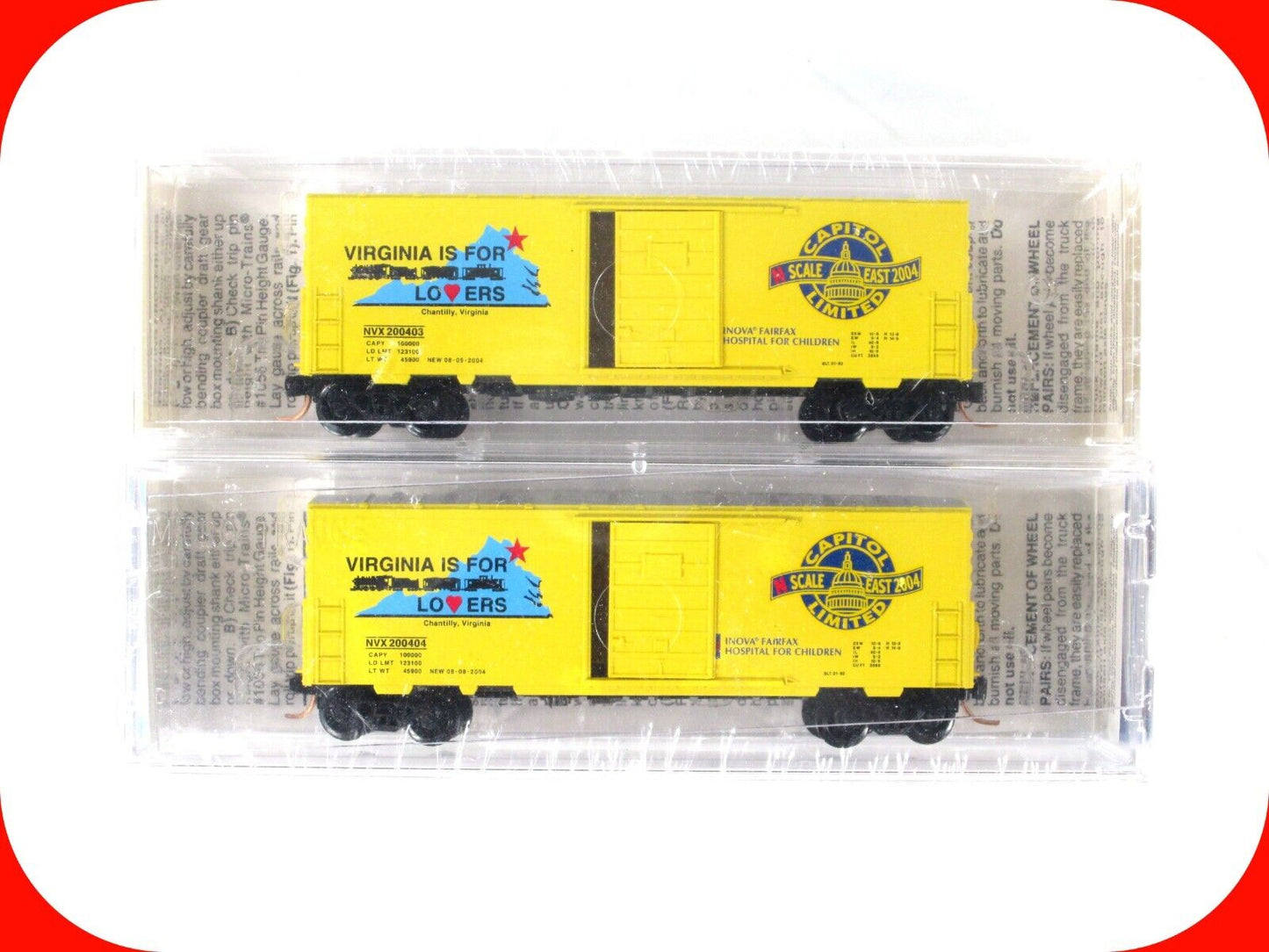 N Scale **VIRGINIA is for LOVERS** Capitol Ltd Box Car Set 2 - Micro Trains Spec