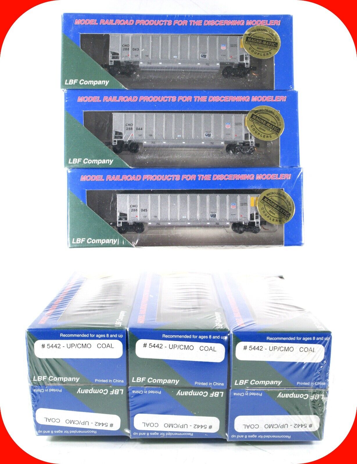 N Scale ***UNION PACIFIC / CMO*** Twin-Tub Coalporter 6-Pack Set 2 ---- LBF 5442