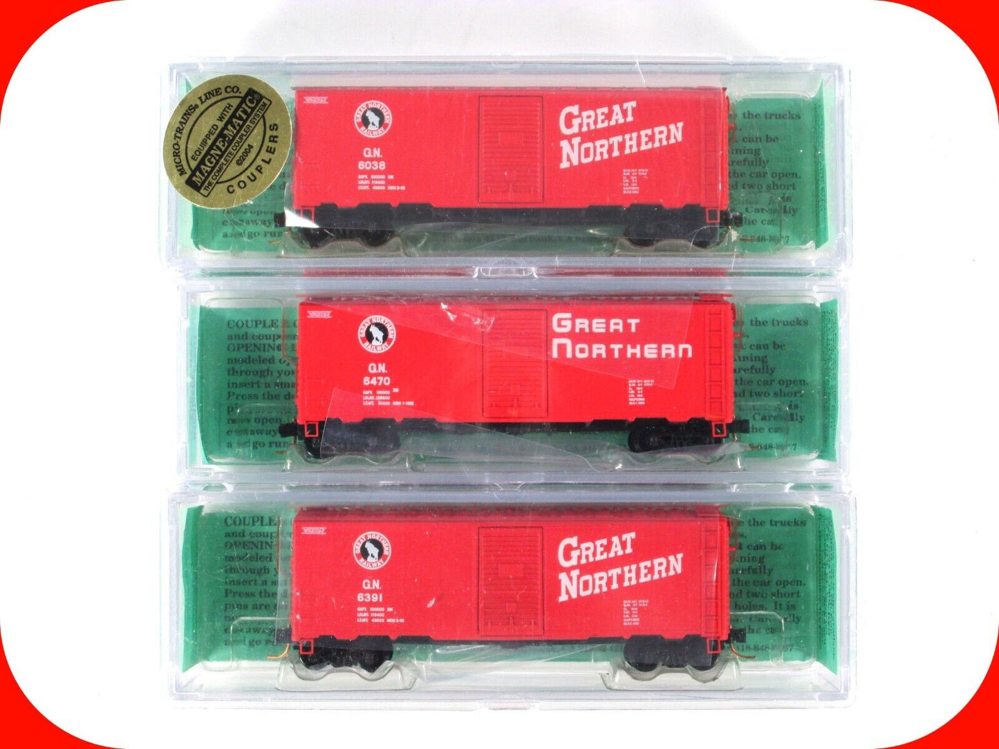 N Scale ***GREAT NORTHERN*** 40' Box Car 3-Pack Set -- Deluxe Innovations 142903