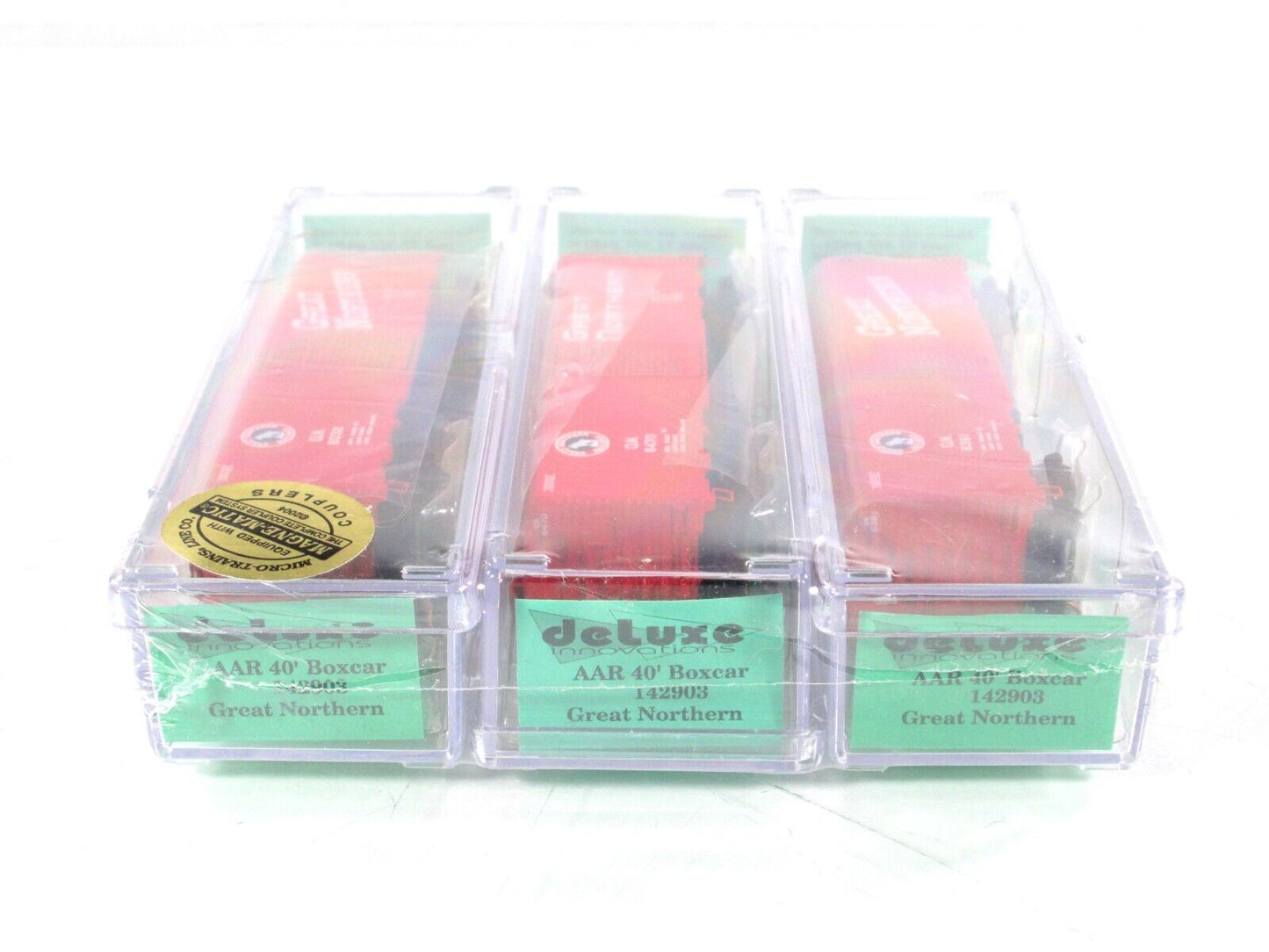 N Scale ***GREAT NORTHERN*** 40' Box Car 3-Pack Set -- Deluxe Innovations 142903