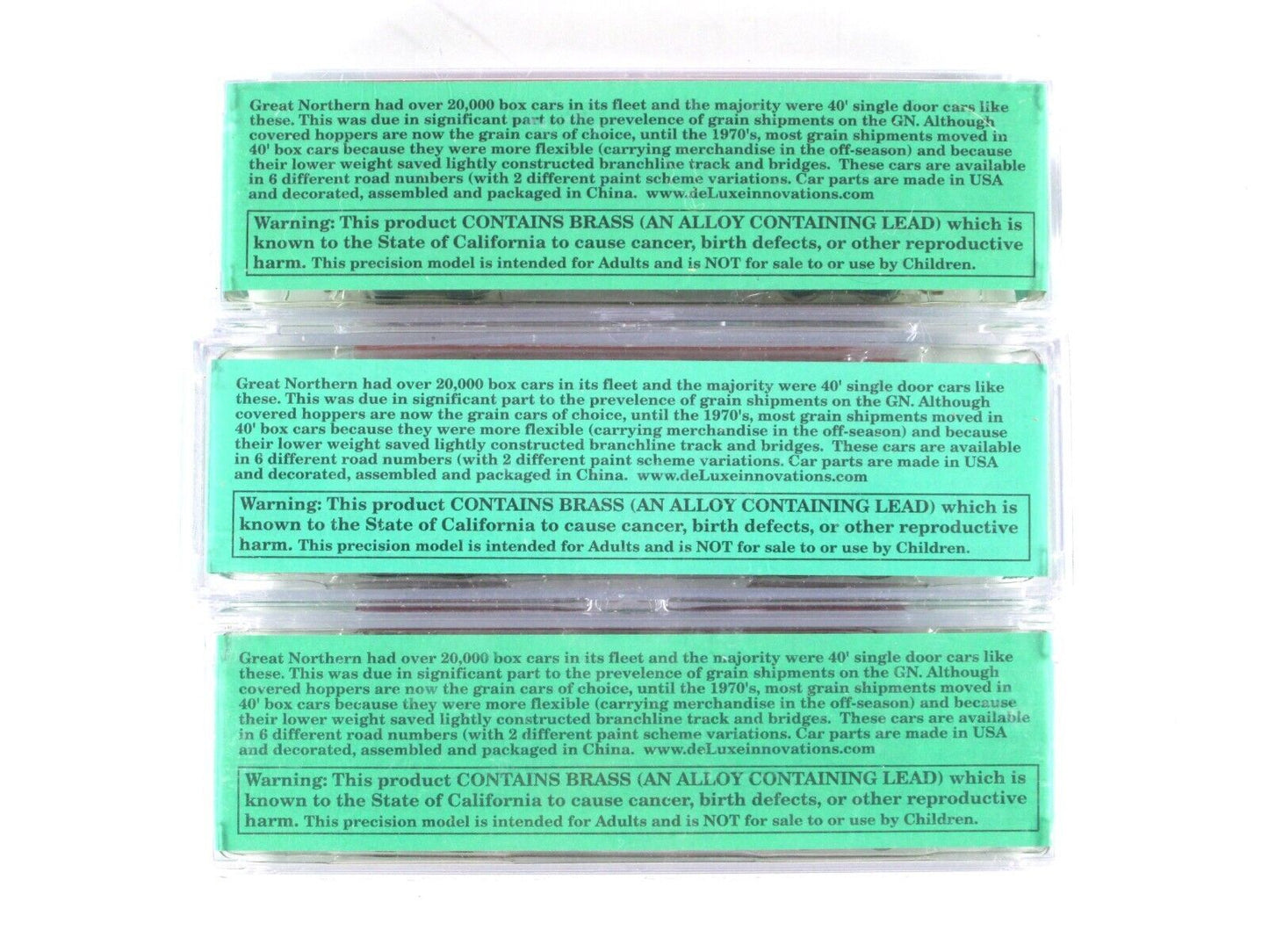 N Scale ***GREAT NORTHERN*** 40' Box Car 3-Pack Set -- Deluxe Innovations 142903