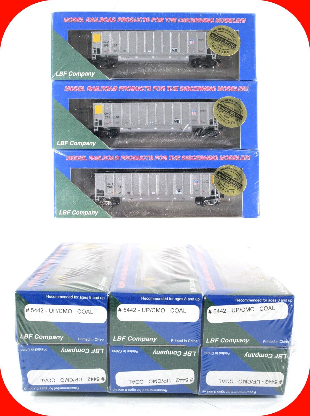 N Scale ***UNION PACIFIC / CMO*** Twin-Tub Coalporter 6-Pack Set 1 ---- LBF 5442