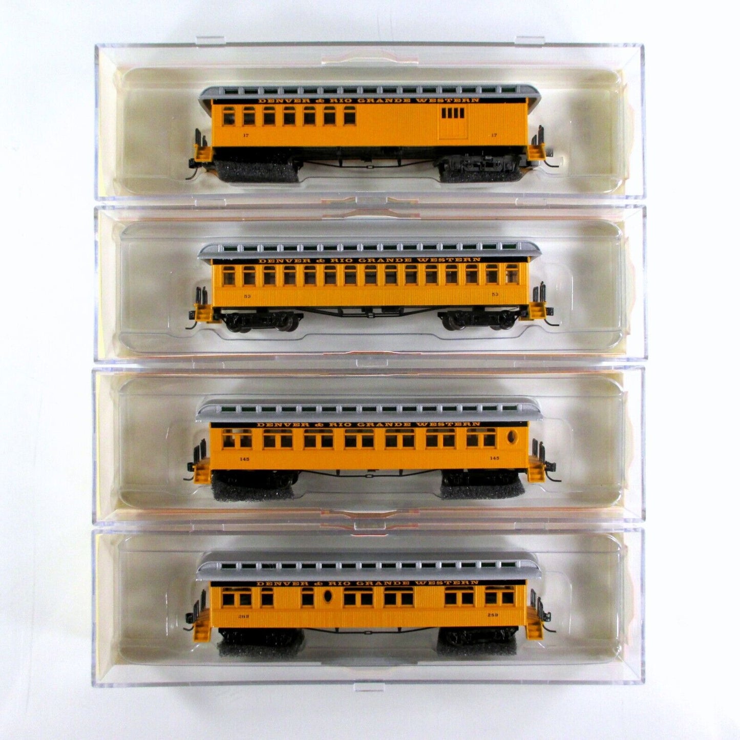 N Scale **DENVER RIO GRANDE** Old-Time Overland Passenger 4-Pack - Athearn 11866