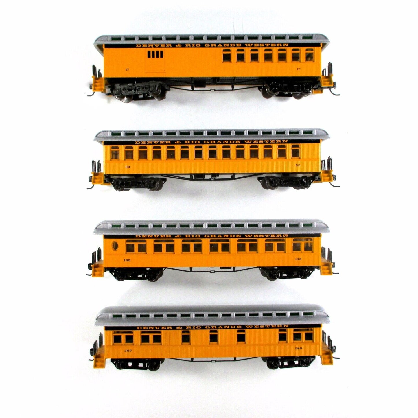 N Scale **DENVER RIO GRANDE** Old-Time Overland Passenger 4-Pack - Athearn 11866