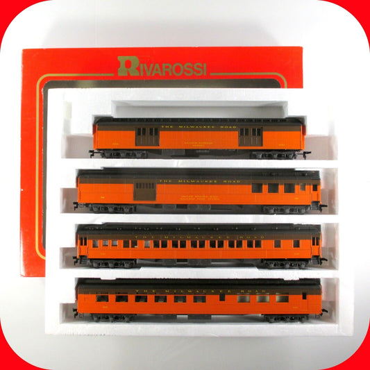 HO Scale MILWAUKEE ROAD 1920s Heavyweight 4-Passenger Car Set A - Rivarossi 6904