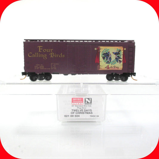 N Scale **FOUR CALLING BIRDS** 12 Days Christmas Box Car - Micro Trains 02100504