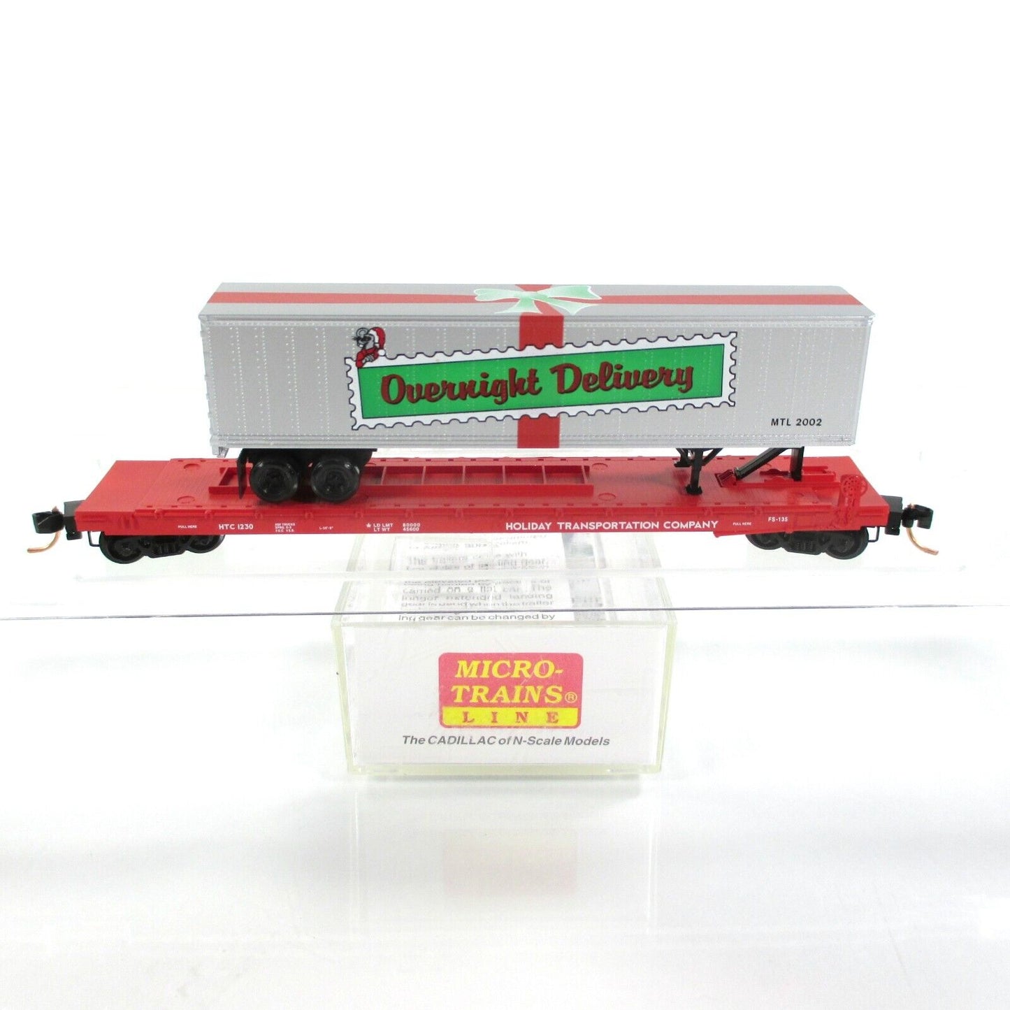 N Scale **CHRISTMAS OVERNIGHT DELIVERY** Flat Car & Trailer - Micro Trains 64082