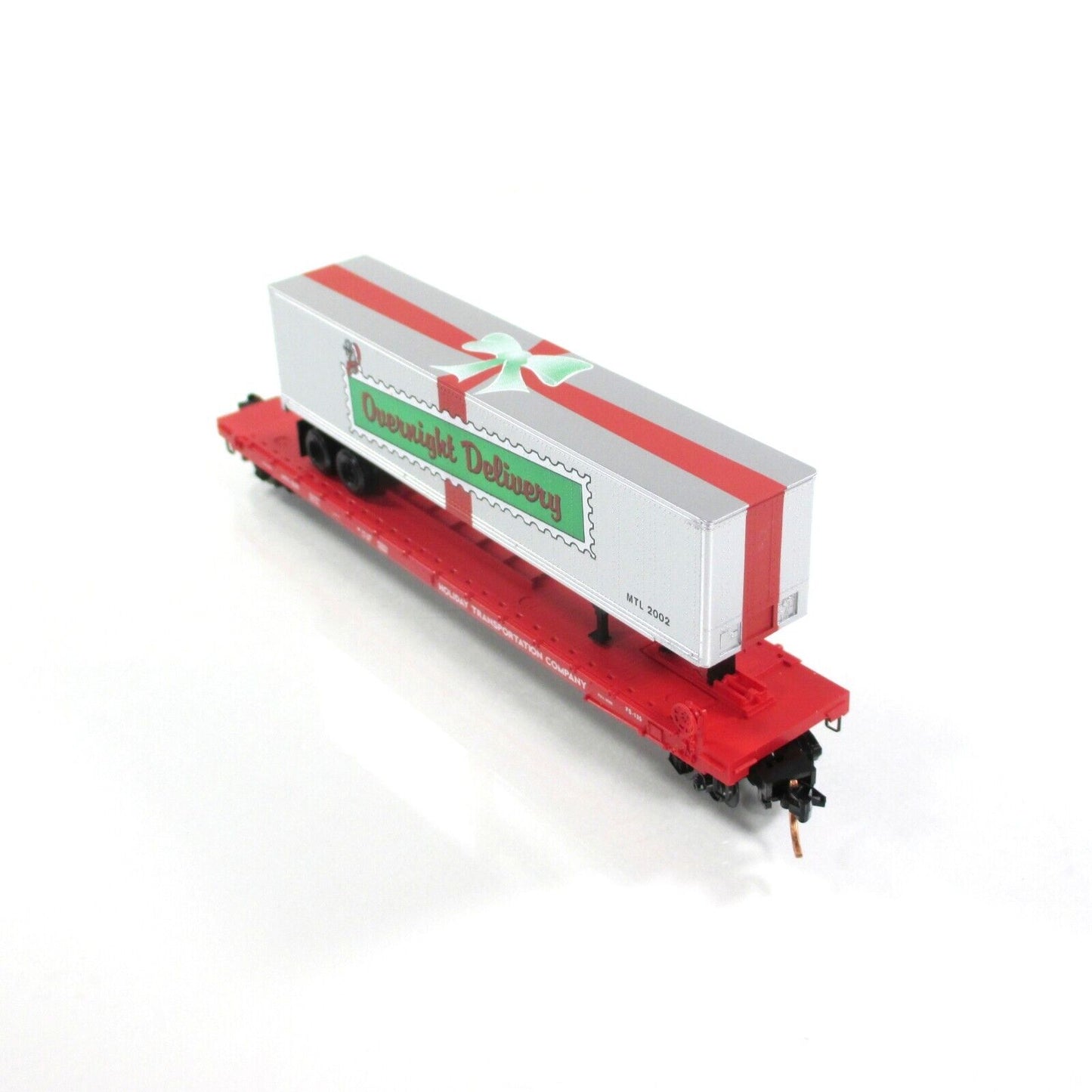 N Scale **CHRISTMAS OVERNIGHT DELIVERY** Flat Car & Trailer - Micro Trains 64082