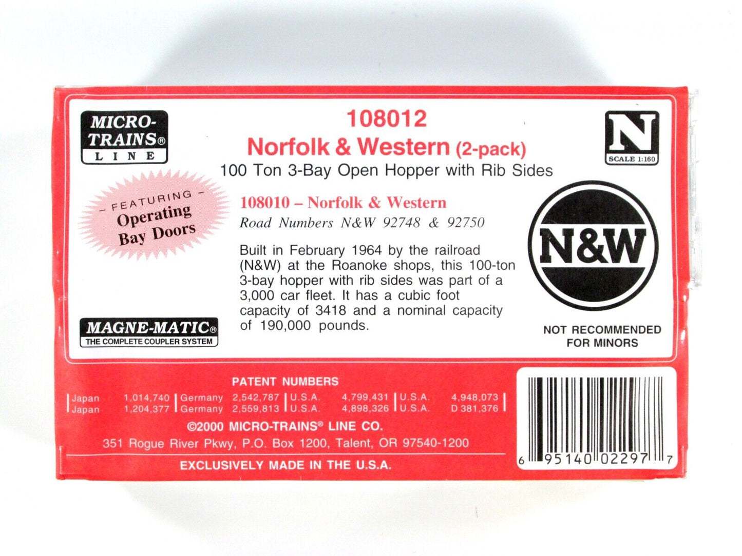N Scale **NORFOLK WESTERN*** Coal Hopper Set #92748, 92750 - Micro Trains 108012