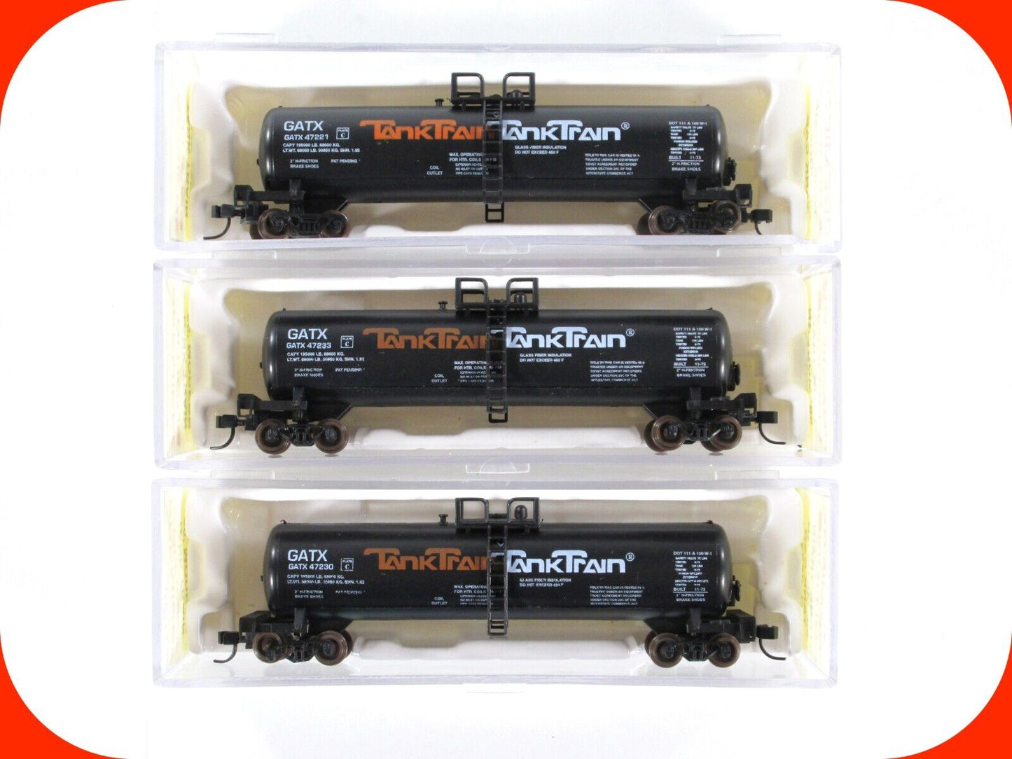N Scale **TankTrain** 50' GATX Tanker Set - Premiere Editions, Atlas 2652 **RARE