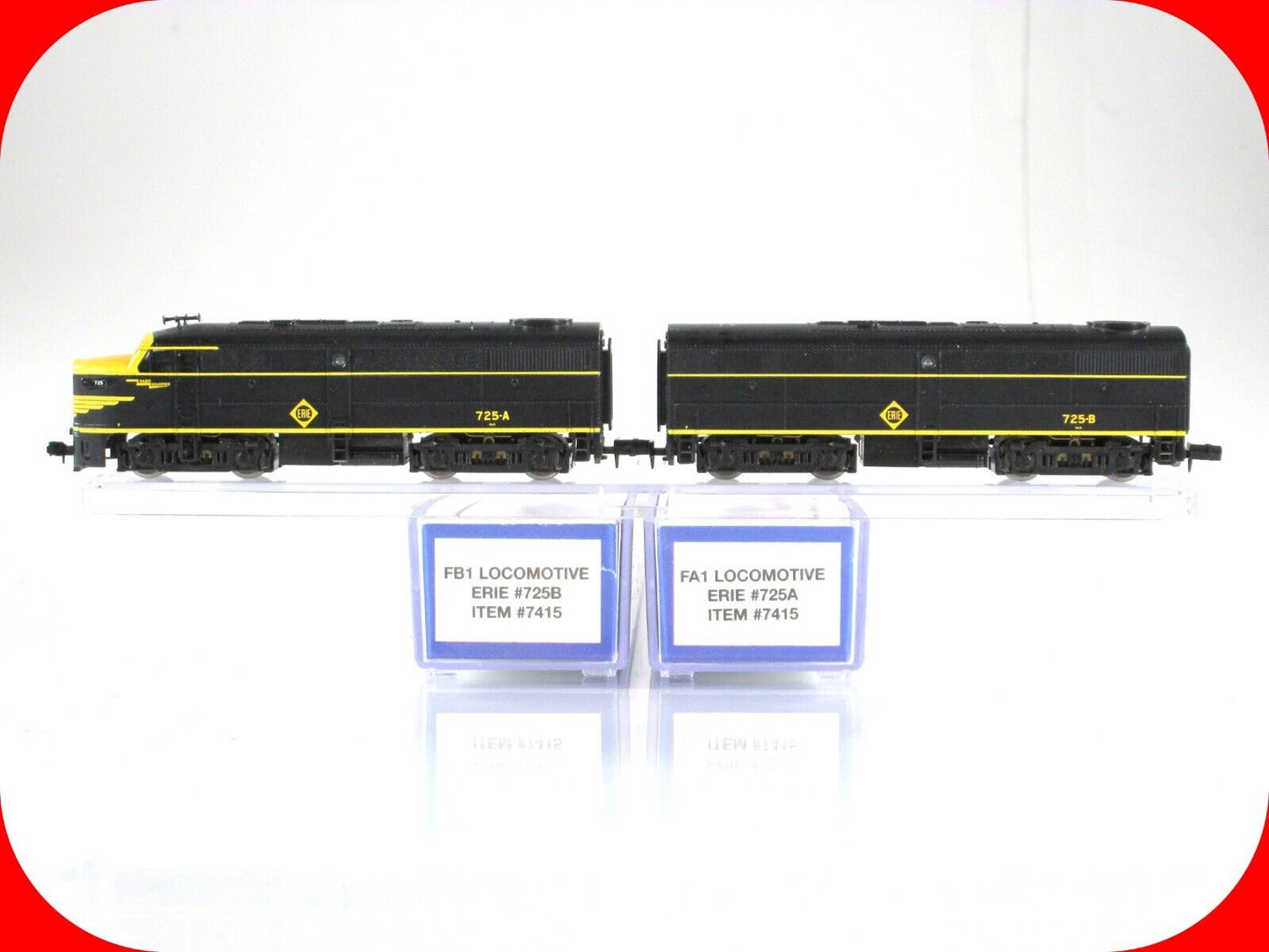 N Scale **ERIE** FA1 FB1 Diesel Locomotive Pair #725 - Life-Like 7415, Runs Well