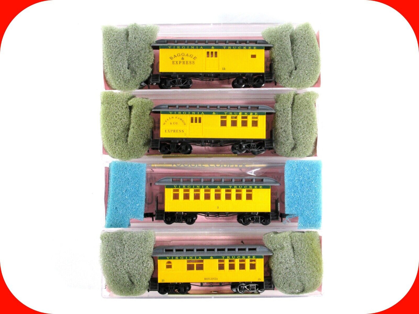 N Scale **VIRGINIA & TRUCKEE** OVERTON Old Time Passenger 4-Car Set --Roundhouse