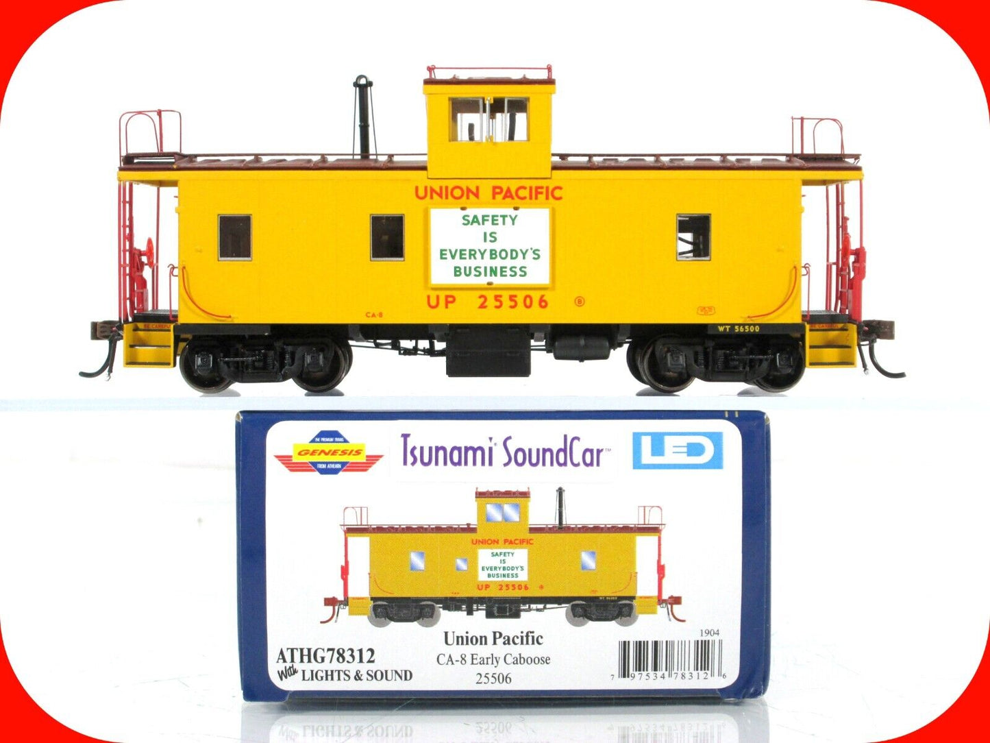 HO Scale **UNION PACIFIC** CA-8 Caboose #25506 - Athearn, DCC Tsunami Sound, LED