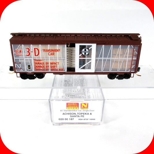 N Scale ***SANTA FE*** Transparent Impact Demo Box Car --- Micro Trains 02000197