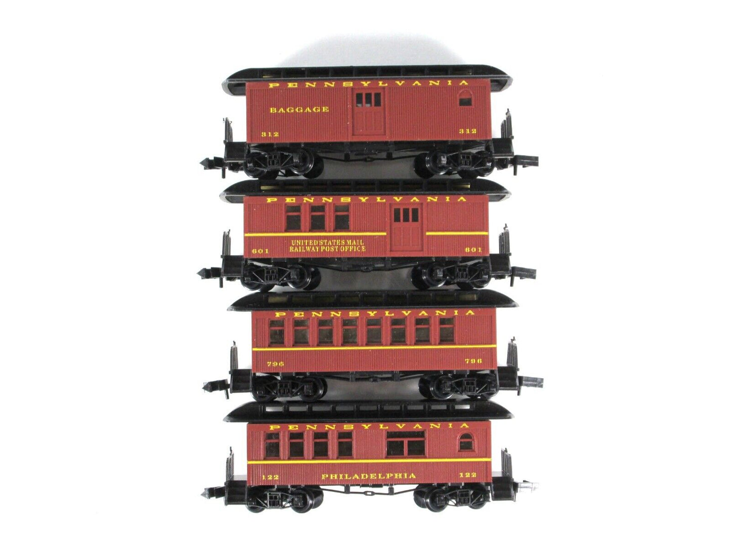 N Scale ***PENNSYLVANIA*** Overton Old-Time Passenger 4-Car Set ---- Roundhouse