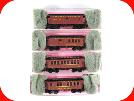 N Scale ***PENNSYLVANIA*** Overton Old-Time Passenger 4-Car Set ----- Roundhouse