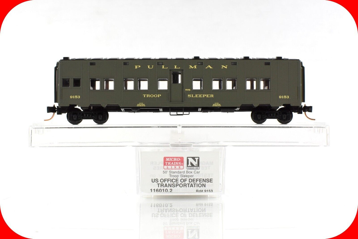 N Scale WWII US OFFICE of DEFENSE 50' Troop Sleeper #9153 -Micro Trains 116010.2