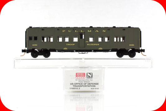 N Scale WWII US OFFICE of DEFENSE 50' Troop Sleeper #9153 -Micro Trains 116010.2