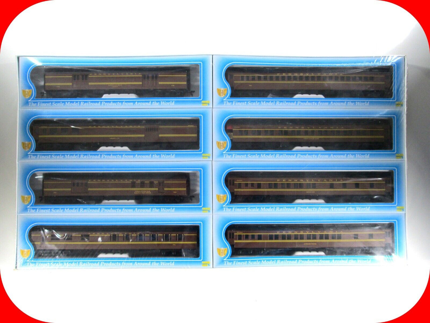 HO Scale PRR Pennsylvania Tuscan Red Heavyweight Passenger 8-Car Set - IHC 49548