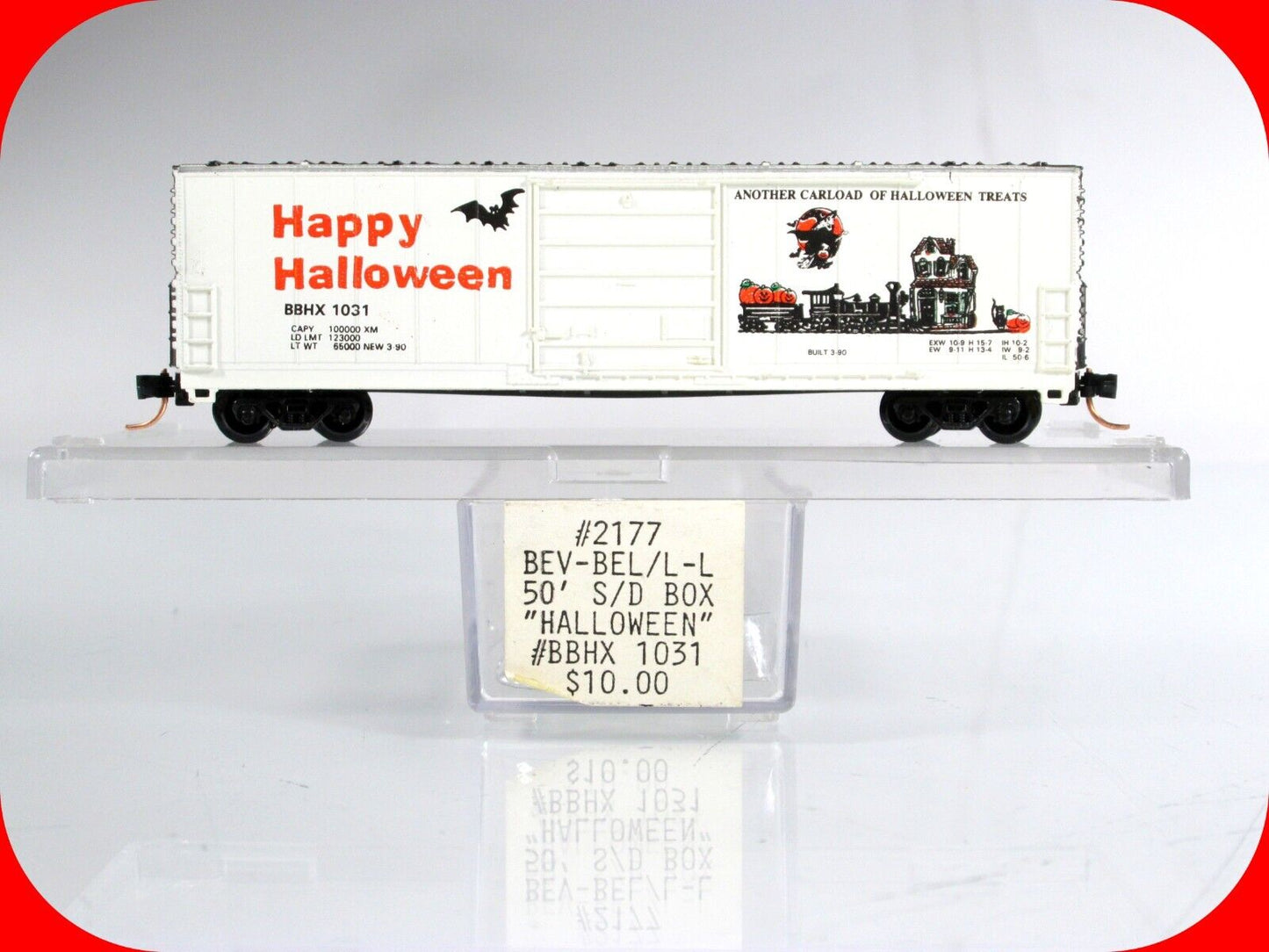 N Scale Happy HALLOWEEN Box Car BBHX 1031 -Bev-Bel 2177, Micro Trains Clpr *RARE