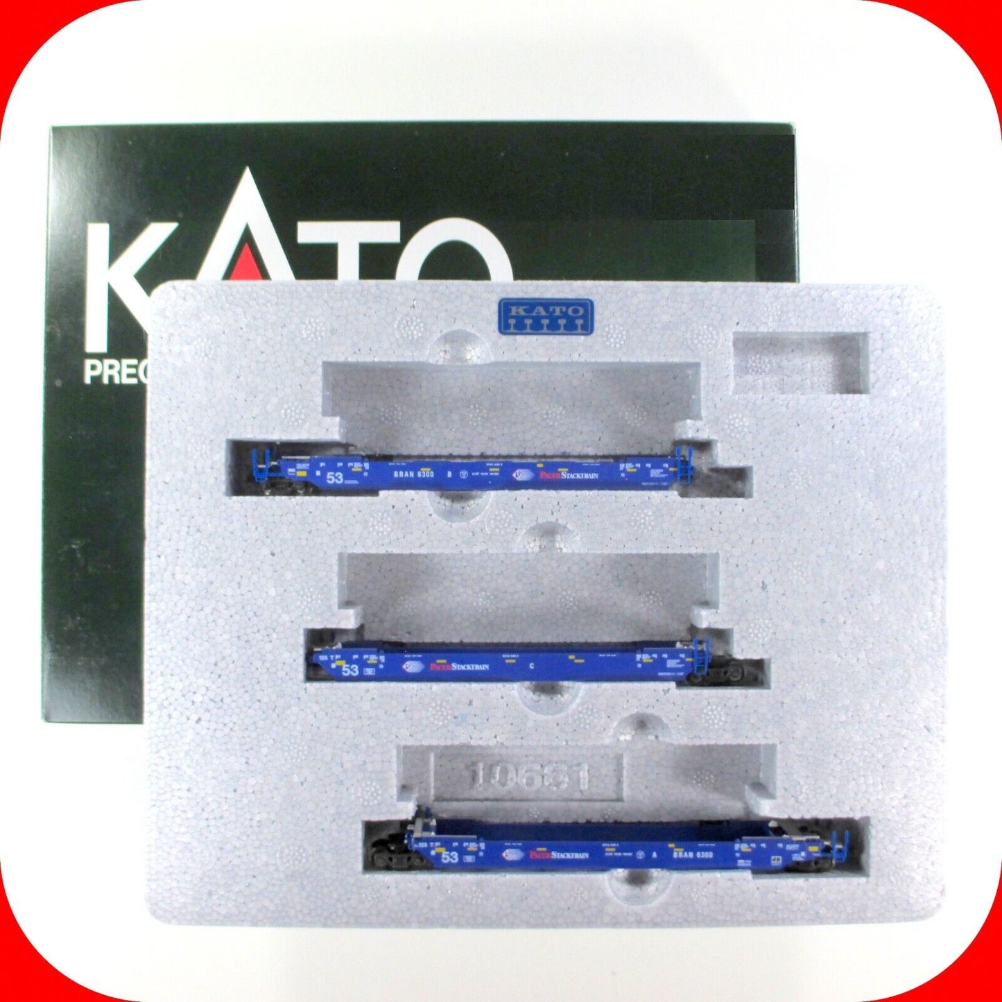 N Scale **PACER** Gunderson MAXI-IV Double Stack Well Car #6300 -- Kato 106-6117