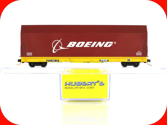 N Scale ***BOEING SKYBOX*** on Flat Car, TTX  98053 - Hubert's / LBF,  MTL Cplrs