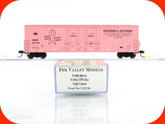 N Scale ***FIGHT AGAINST CANCER*** Box Car, WSOR 503196 - Fox Valley 8914 **RARE