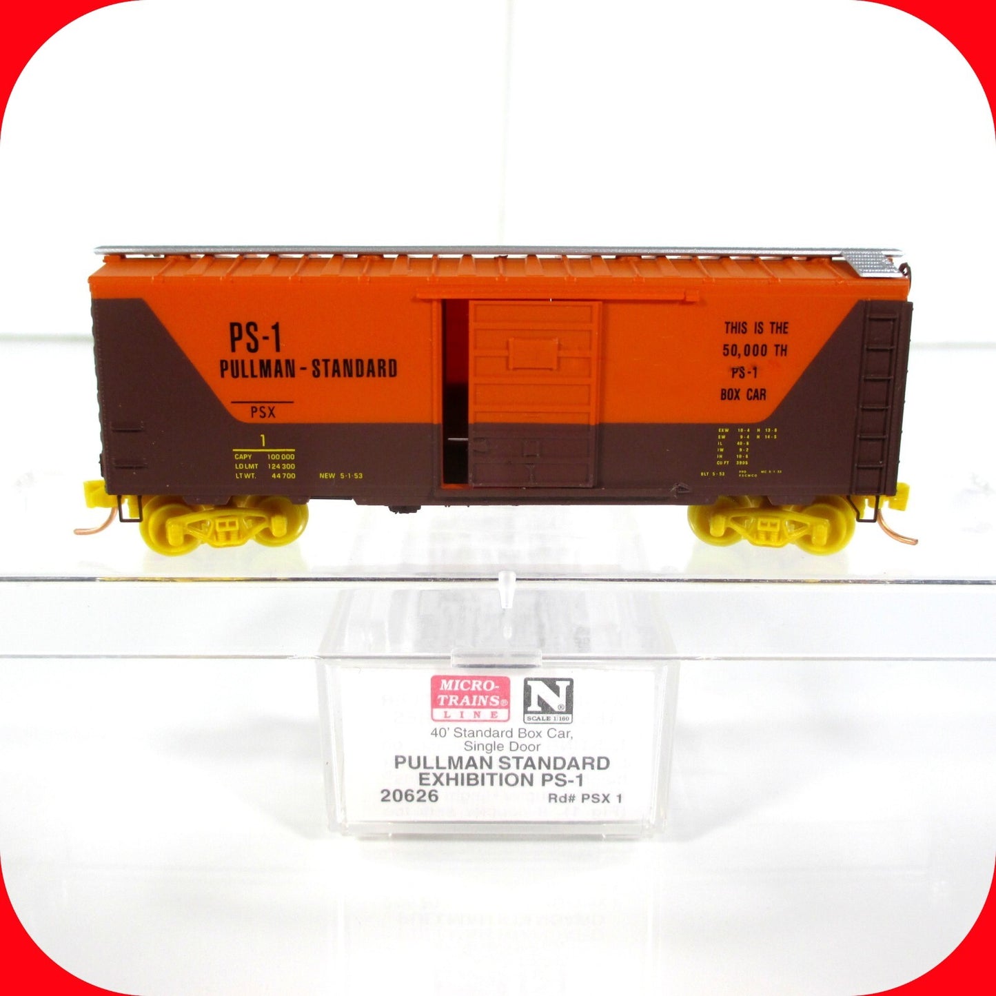 N Scale PS-1 PULLMAN-STANDARD EXHIBITION 50000th 40' Box Car, Micro Trains 20626
