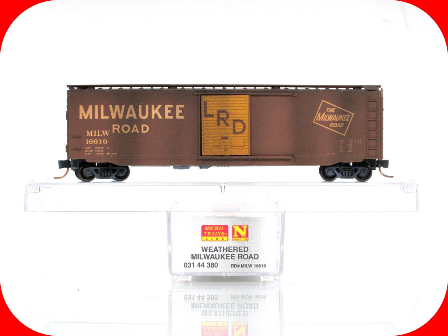 N Scale ***MILWAUKEE ROAD*** Weathered 50' Box Car #16619 -Micro Trains 03144380