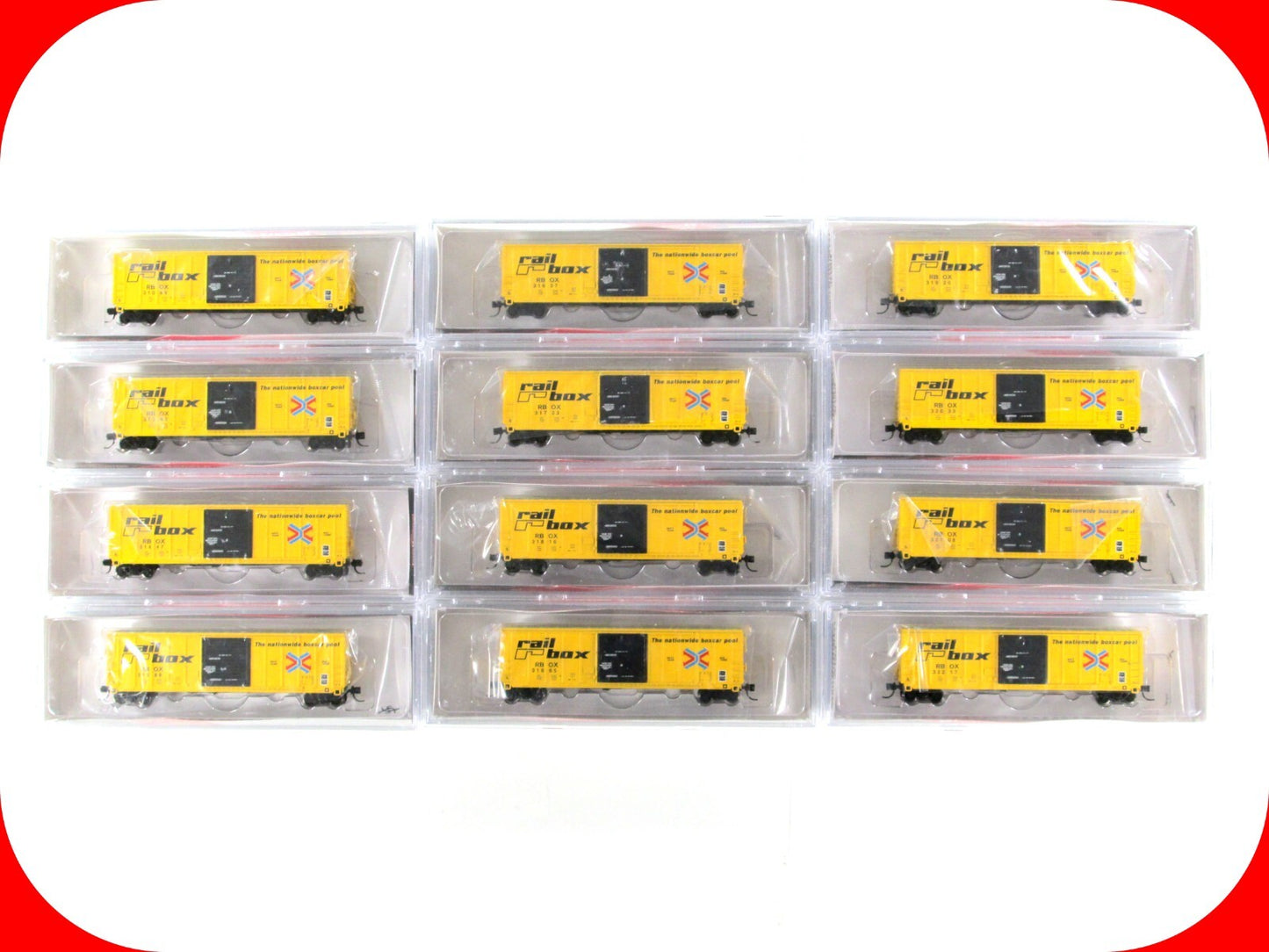 N Scale *RAILBOX* Single Door Box Car 12-Pack Set - Intermountain 67502 **RARE**