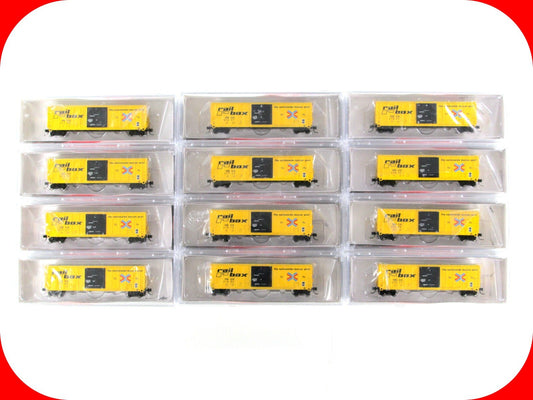 N Scale *RAILBOX* Single Door Box Car 12-Pack Set - Intermountain 67502 **RARE**