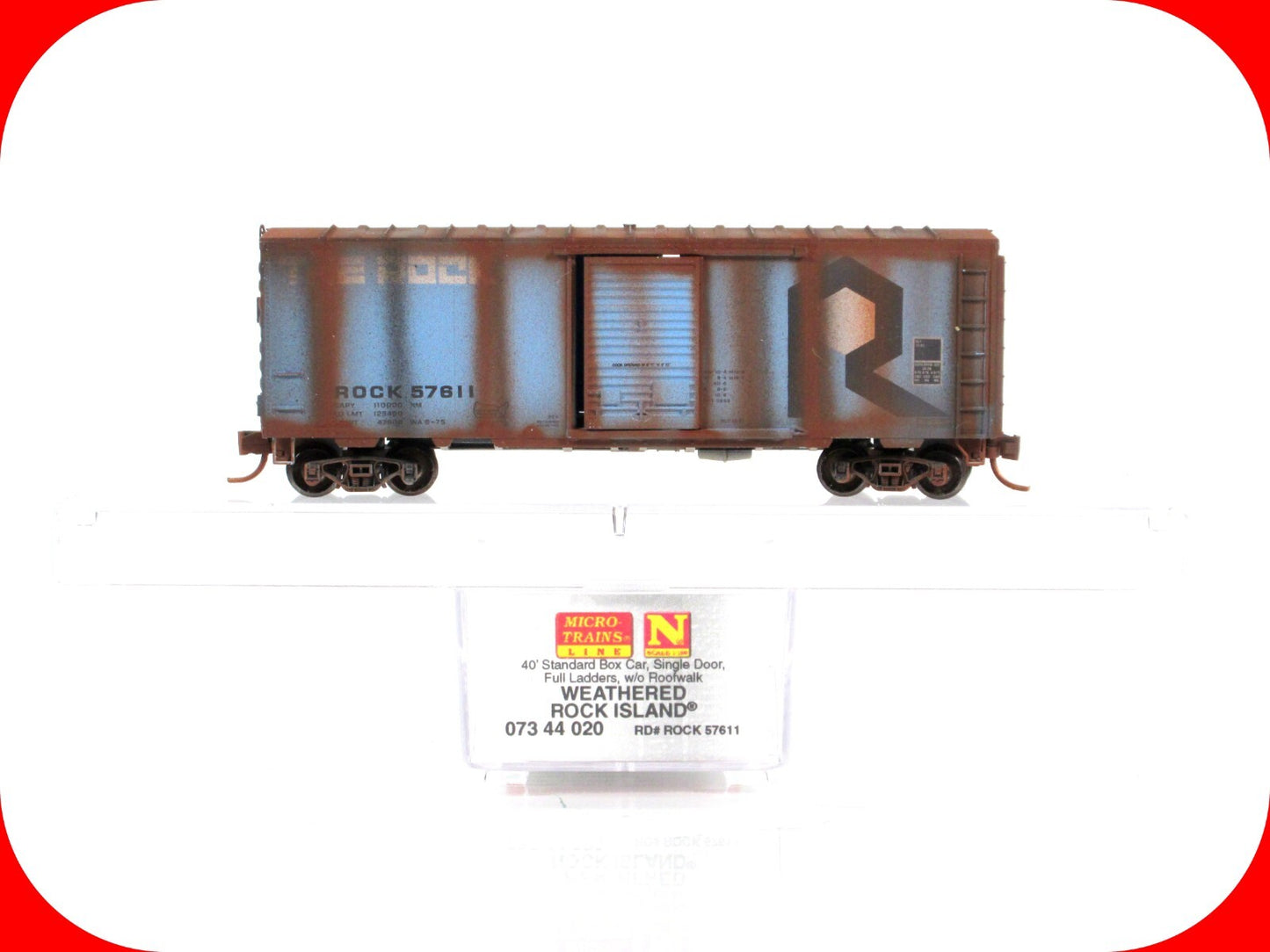N Scale ***ROCK ISLAND*** Weathered 40' Box Car #57611 - Micro Trains 07344020