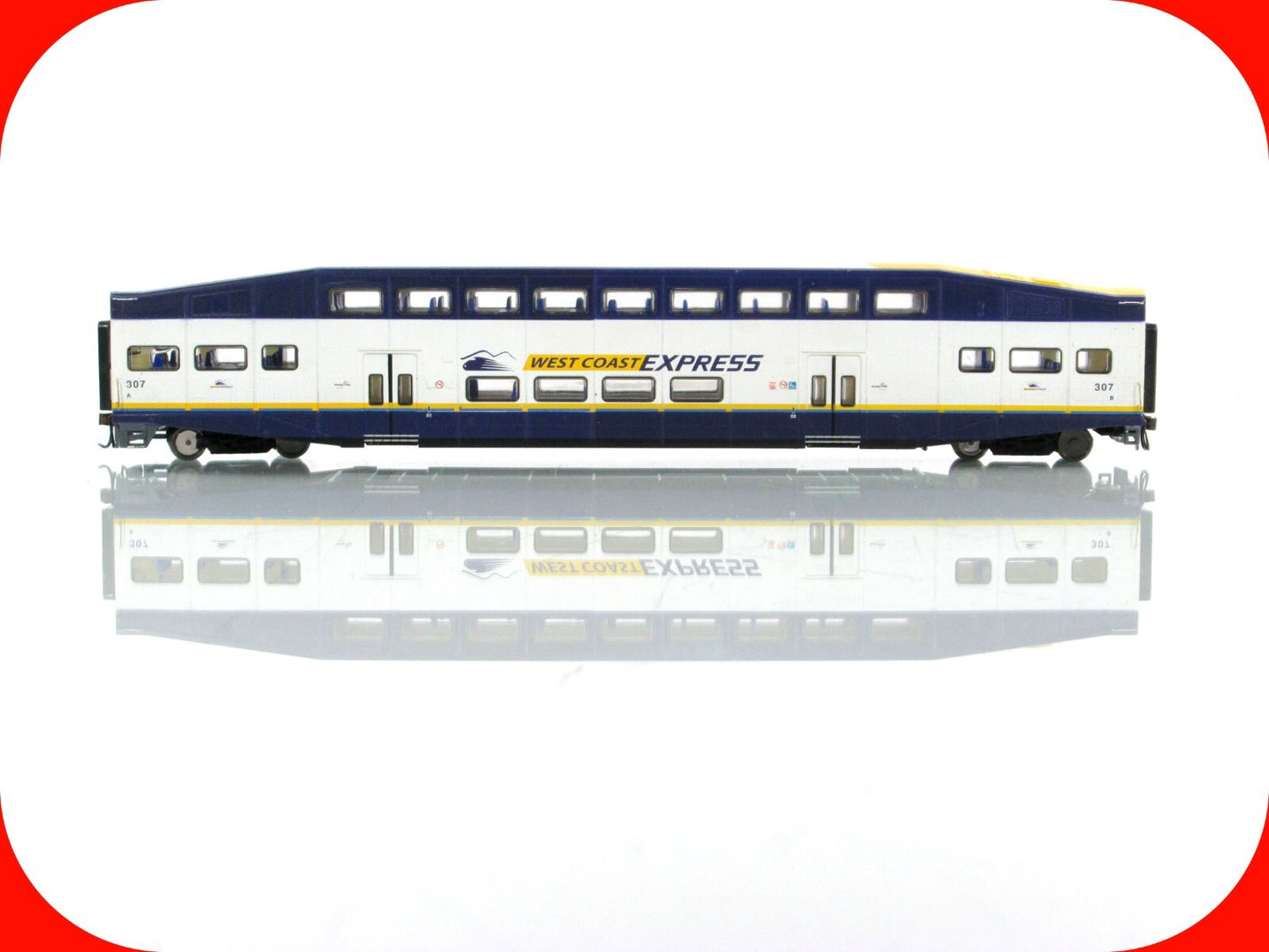 HO Scale ***WEST COAST EXPRESS*** Bombardier Commuter Coach #307 -- Athearn 2584