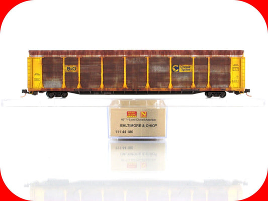 N Scale *BALTIMORE & OHIO* Weathered & Graffiti Auto Rack -Micro Trains 11144180