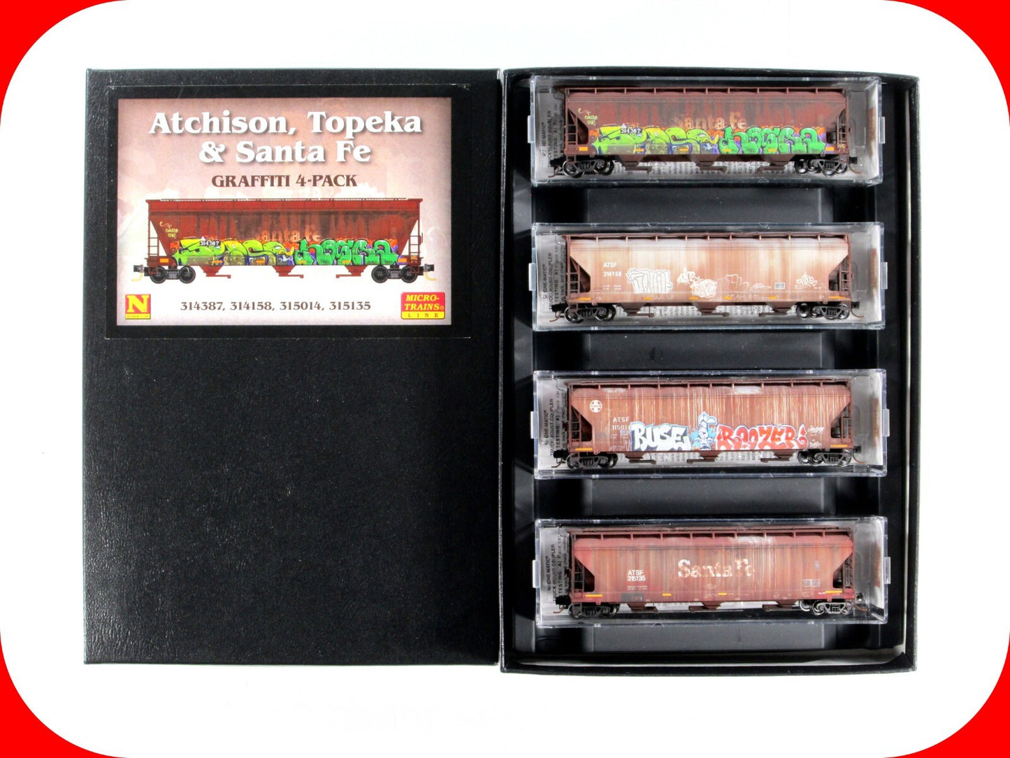 N Scale **SANTA FE** Weathered & Graffiti Hopper 4-Pack -- Micro Trains 99305550