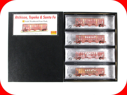 N Scale **SANTA FE** Weathered Covered Hopper 4-Pack Set - Micro Trains 99305310