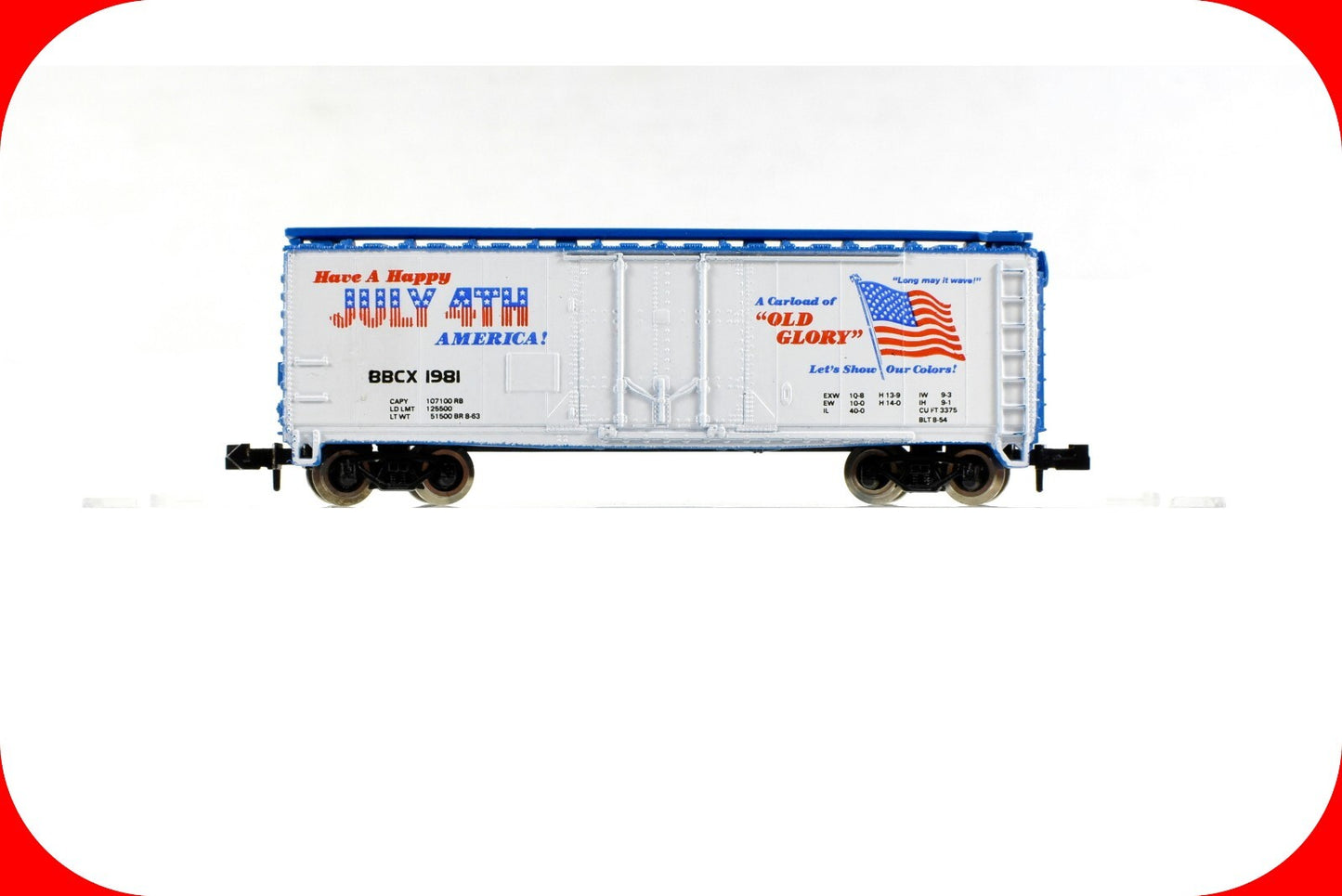 N Scale JULY 4th *Happy Birthday* *Old Glory* Box Car, BBCX 1981 --Atlas Bev-Bel