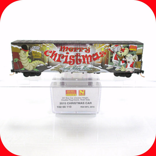 N Scale **MERRY CHRISTMAS 2015** 60' Box Car *BAH HUMBUG* -Micro Trains 10200110