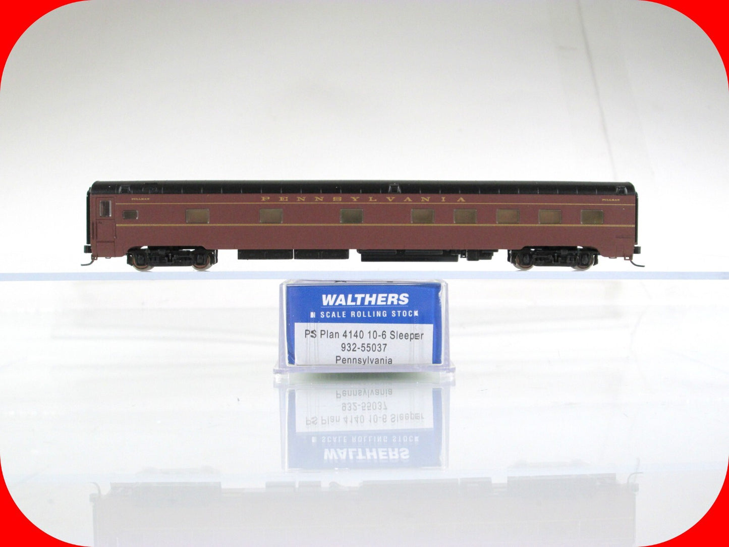 N Scale PENNSYLVANIA Lighted 10-6 Sleeper Passenger Car ----- Walthers 932-55037