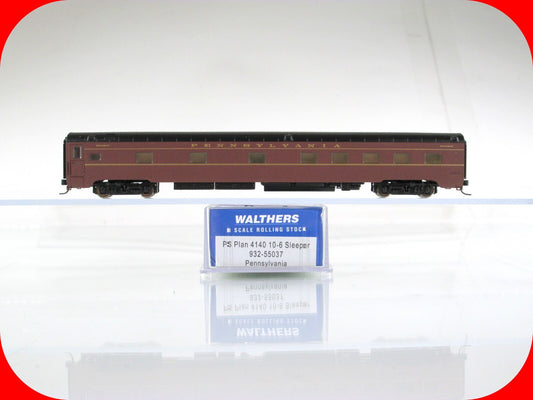 N Scale PENNSYLVANIA Lighted 10-6 Sleeper Passenger Car ----- Walthers 932-55037