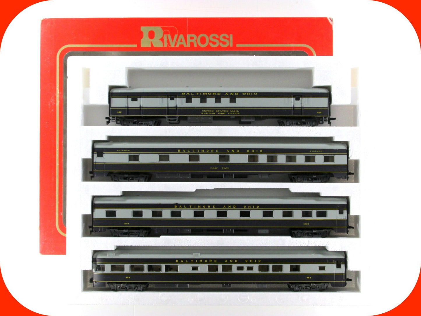 HO Scale ***BALTIMORE & OHIO*** 1930s Passenger 4-Car Set B ----- Rivarossi 6961