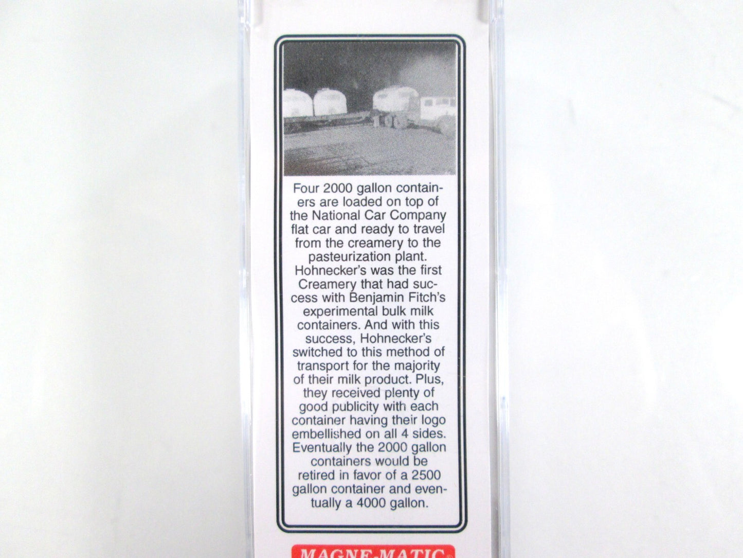 N Scale **HOHNEKER'S DAIRY** Milk Containers on Flat Car - Micro Trains Special
