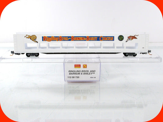 N Scale ***RINGLING*** CIRCUS 89' Bi-Level Auto Rack #125 -Micro Trains 11200720