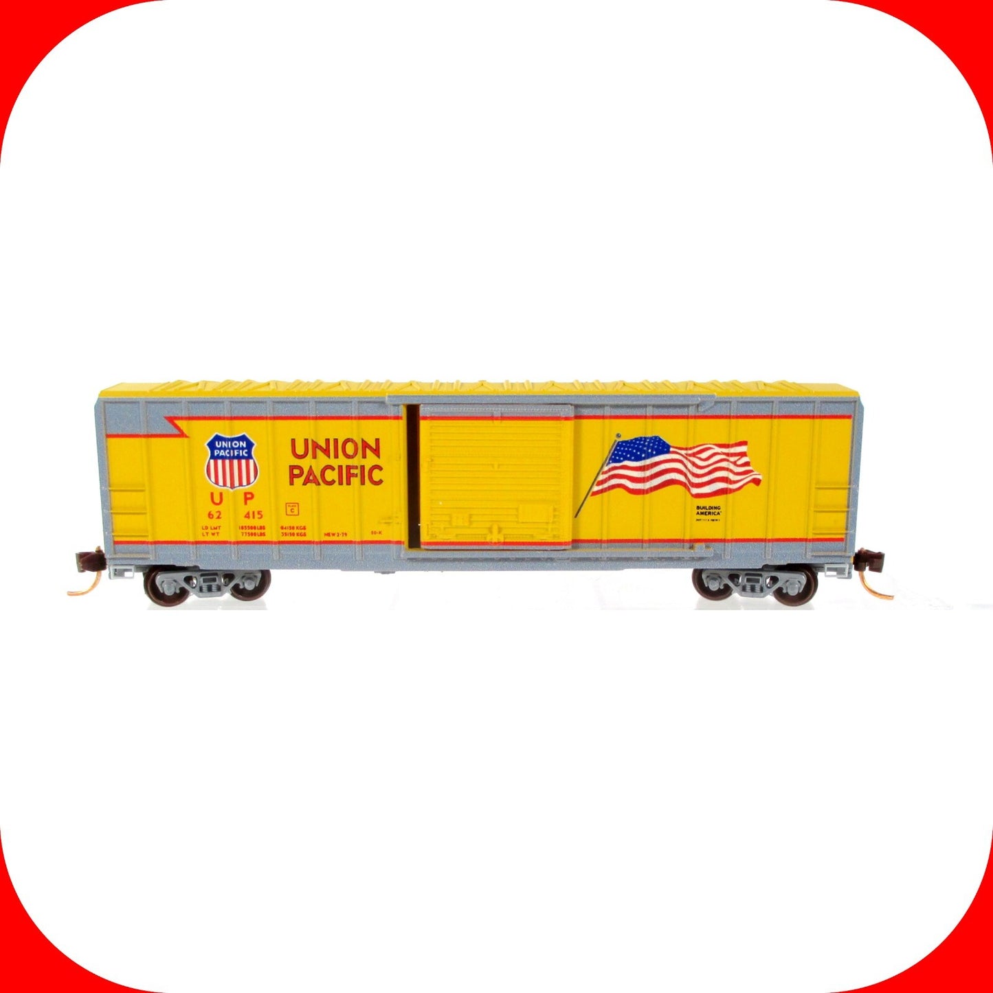 N Scale UNION PACIFIC 50' Box Car #62415, US Flag  - Micro Trains MTL NSE 15-01