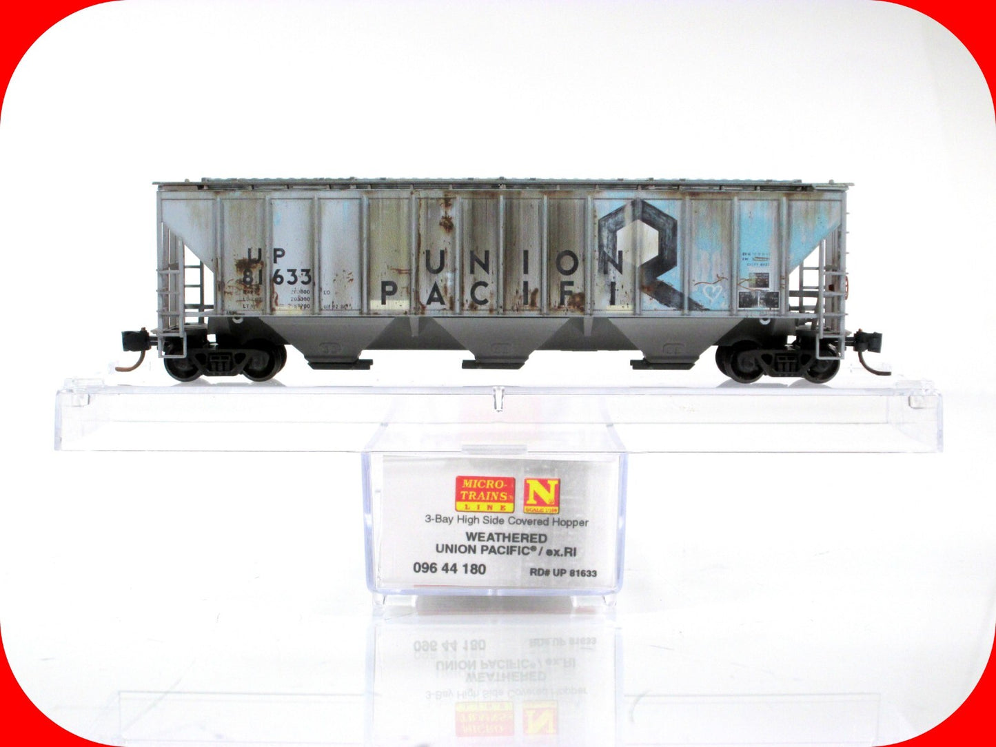 N Scale **UNION PACIFIC / ex-RI** Weathered 3-Bay Hopper - Micro Trains 09644180