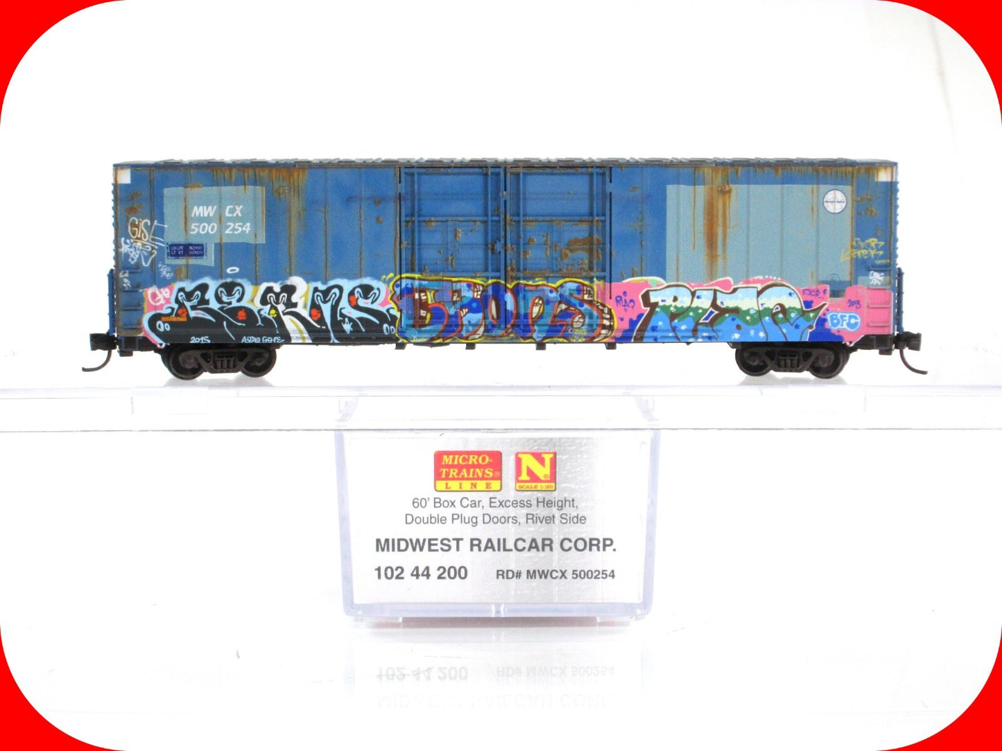 N Scale *MIDWEST RAILCAR* Weathered, Graffiti 60' Box Car -Micro Trains 10244200