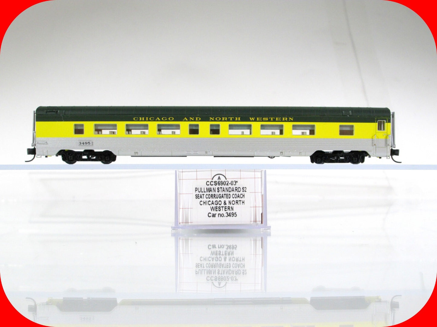 N Scale CHICAGO NORTH WESTERN Lighted Coach -Intermountain, Centralia CCS6902-03